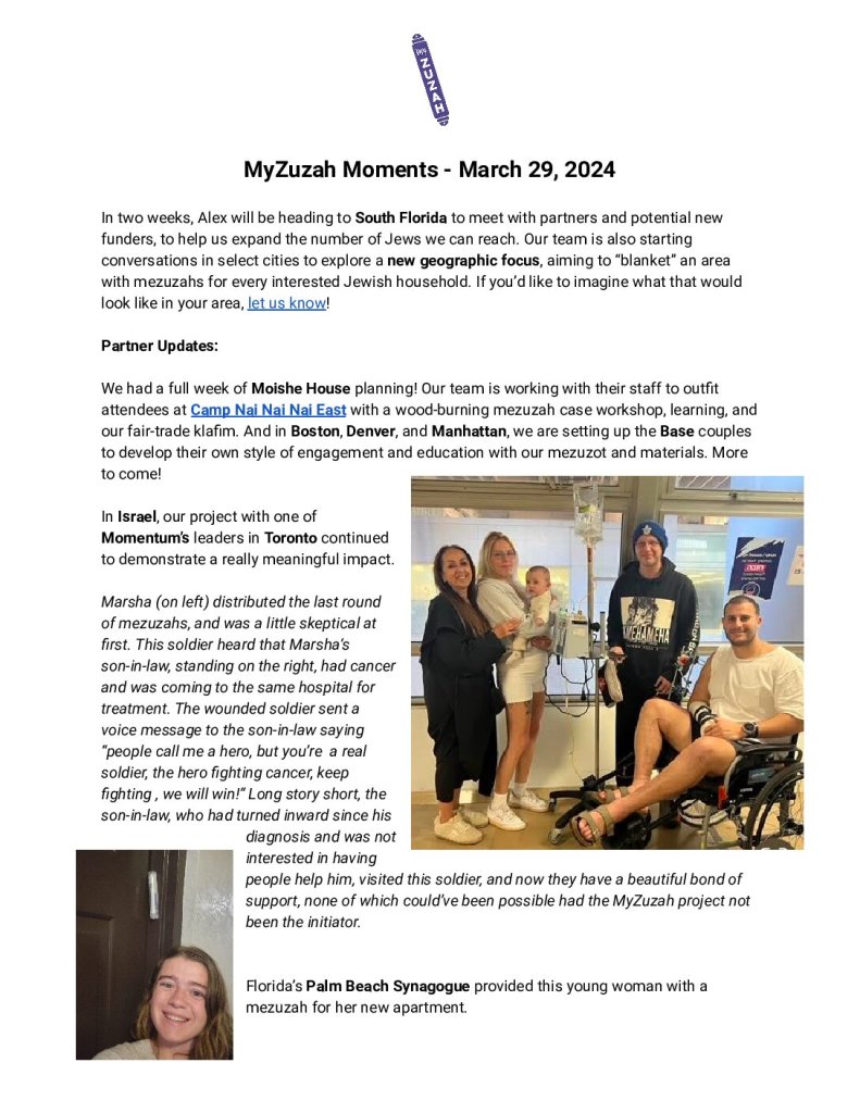 thumbnail of MyZuzah Moments – March 29, 2024